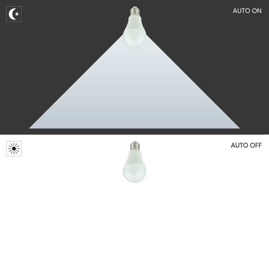 LED Žiarovka so senzorom súmraku A60 E27/9W/230V 3000K