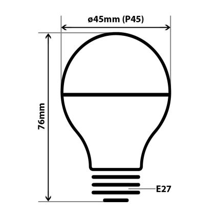 LED žiarovka so zrkadlovým vrchlíkom DECOR MIRROR P45 E27/5W/230V 4200K zlatá