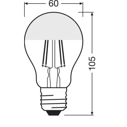 LED žiarovka so zrkadlovým vrchlíkom FILAMENT E27/6,5W/230V 2700K zlatá - Osram