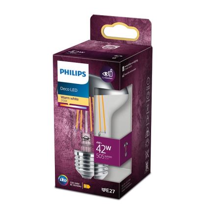 LED Žiarovka so zrkadlovým vrchlíkom Philips DECO E27/4W/230V 2700K