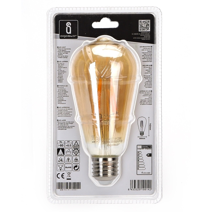 LED Žiarovka ST64 E27/4W/230V 2200K - Aigostar