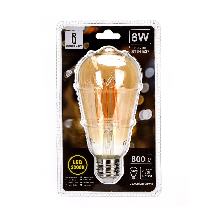 LED Žiarovka ST64 E27/8W/230V 2200K - Aigostar
