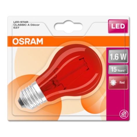 LED Žiarovka STAR E27/1,6W/230V červená 3000K - Osram