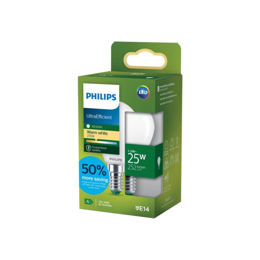 LED žiarovka ULTRAEFFICIENT Philips P45 E14/1,2W/230V 2700K