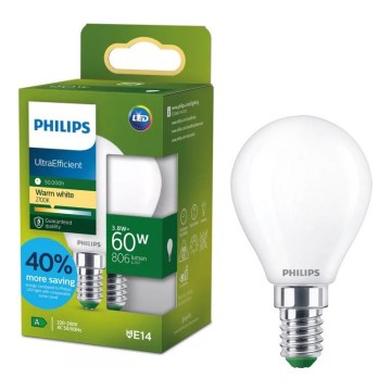 LED žiarovka ULTRAEFFICIENT Philips P45 E14/3,8W/230V 2700K