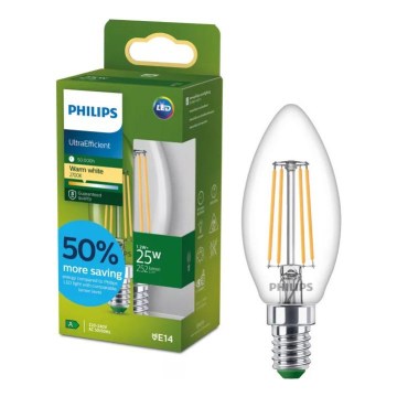 LED žiarovka ULTRAEFFICIENT VINTAGE Philips B35 E14/1,2W/230V 2700K