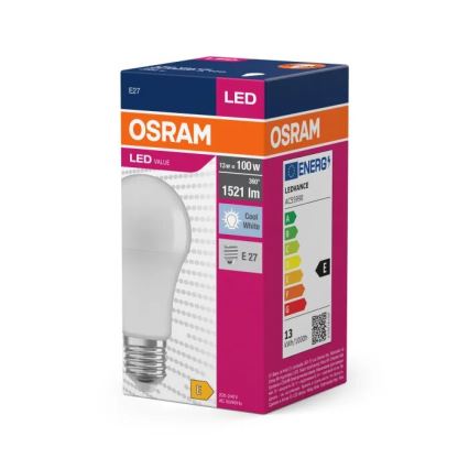 LED Žiarovka VALUE A100 E27/13W/230V 4000K - Osram