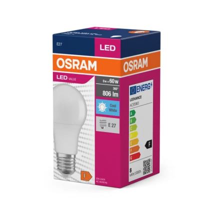 LED Žiarovka VALUE A60 E27/8W/230V 4000K - Osram