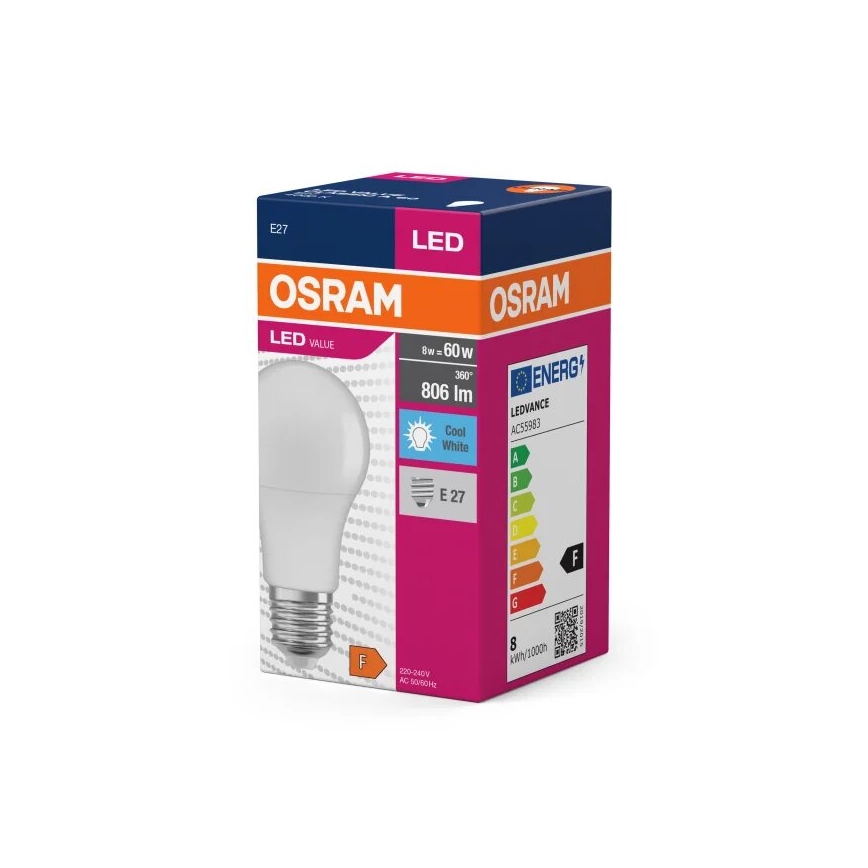 LED Žiarovka VALUE A60 E27/8W/230V 4000K - Osram
