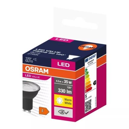 LED Žiarovka VALUE PAR16 GU10/4,5W/230V 2700K 120° čierna - Osram