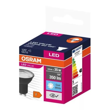 LED Žiarovka VALUE PAR16 GU10/4,5W/230V 4000K 120° čierna - Ledvance