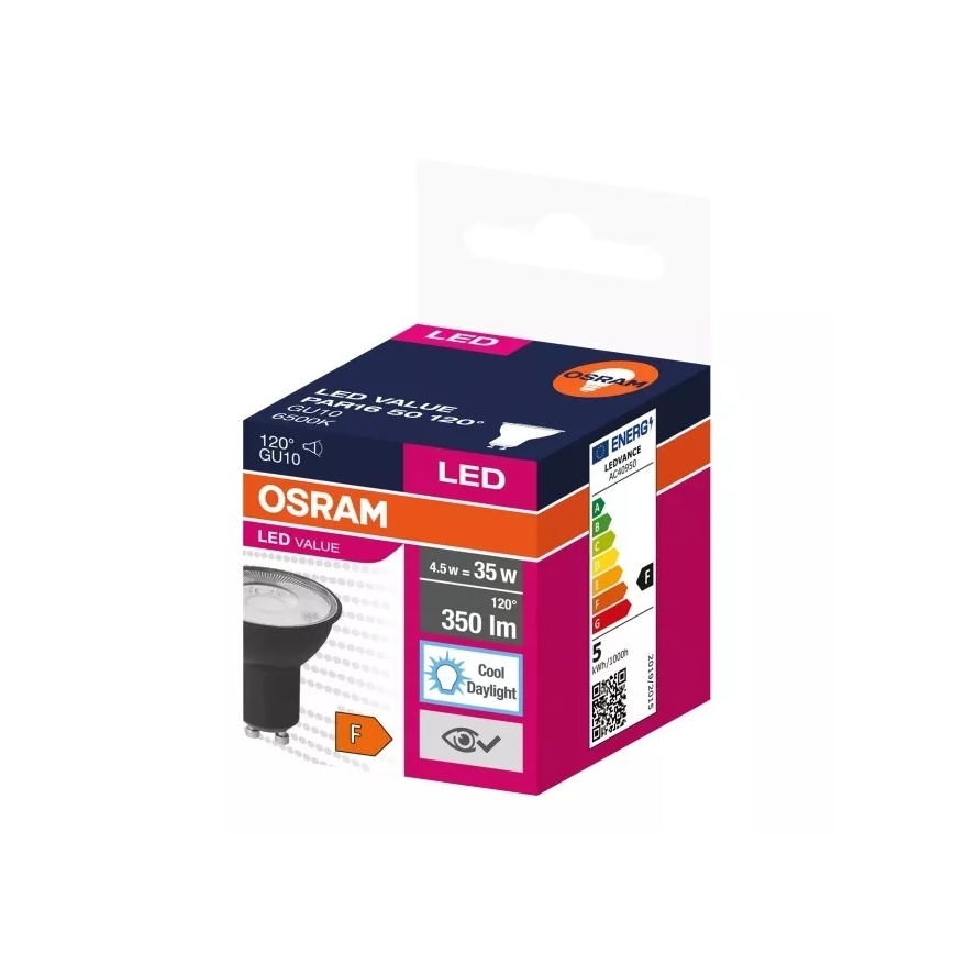 LED Žiarovka VALUE PAR16 GU10/4,5W/230V 6500K 120° čierna - Osram