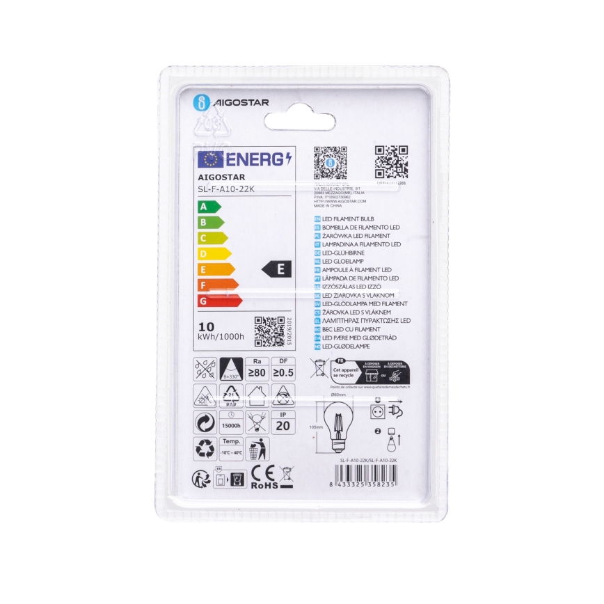 LED žiarovka VINTAGE A60 E27/10W/230V 2200K - Aigostar