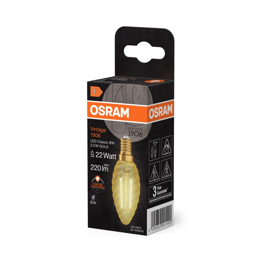 LED žiarovka VINTAGE FILAMENT E14/2,5W/230V 2400K - Osram