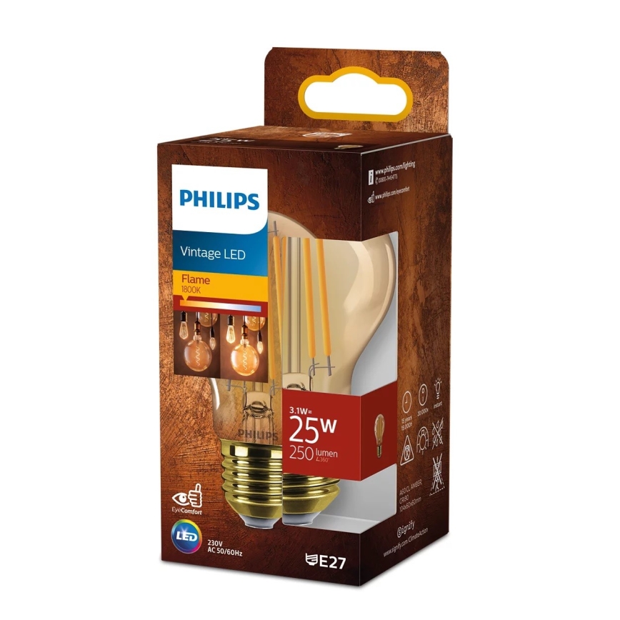 LED Žiarovka VINTAGE Philips A60 E27/3,1W/230V 1800K