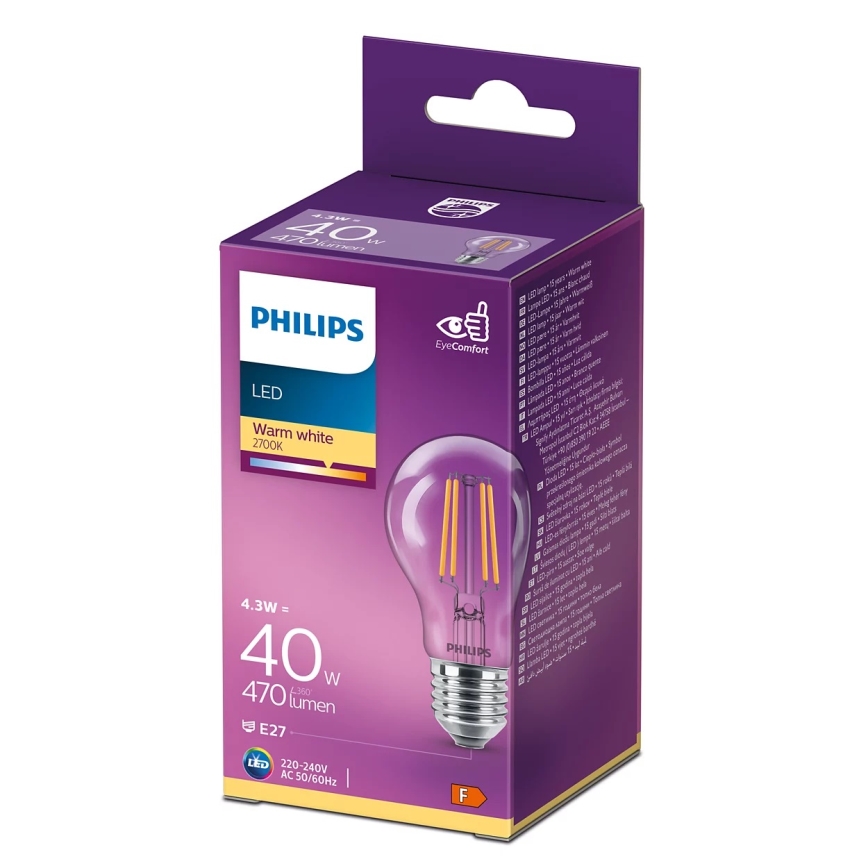 LED Žiarovka VINTAGE Philips A60 E27/4,3W/230V 2700K