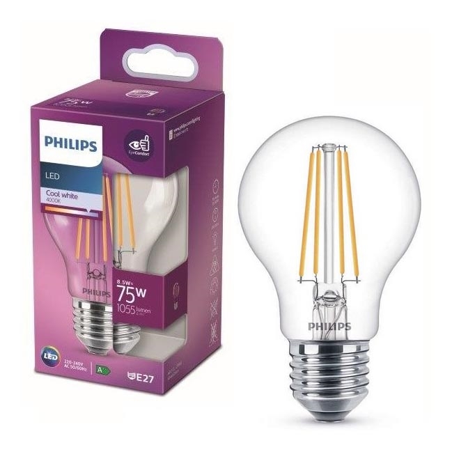 LED Žiarovka VINTAGE Philips A60 E27/8,5W/230V 4000K