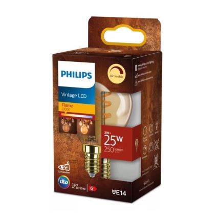 LED žiarovka VINTAGE Philips P45 E14/3W/230V 2200K