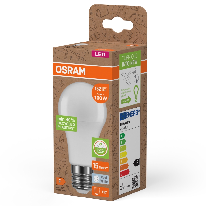 LED Žiarovka z recyklovaného plastu A100 E27/14W/230V 4000K - Osram