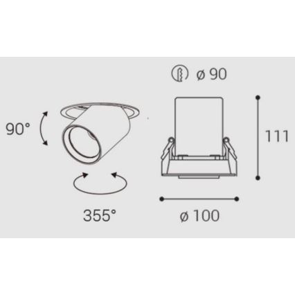 LED2 - LED Podhľadové bodové svietidlo HIDE LED/20W/230V CRI 90 čierna