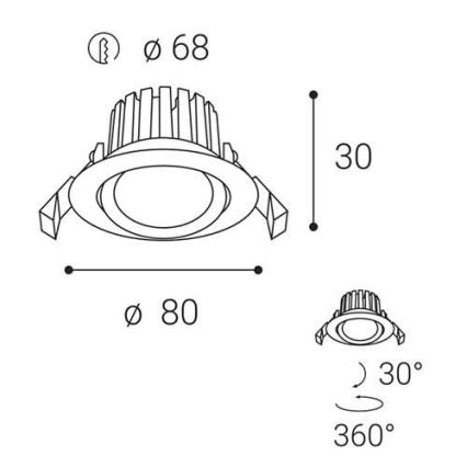 LED2 - LED Stmievateľné kúpeľňové podhľadové svietidlo MAX LED/8W/230V 3000K IP65