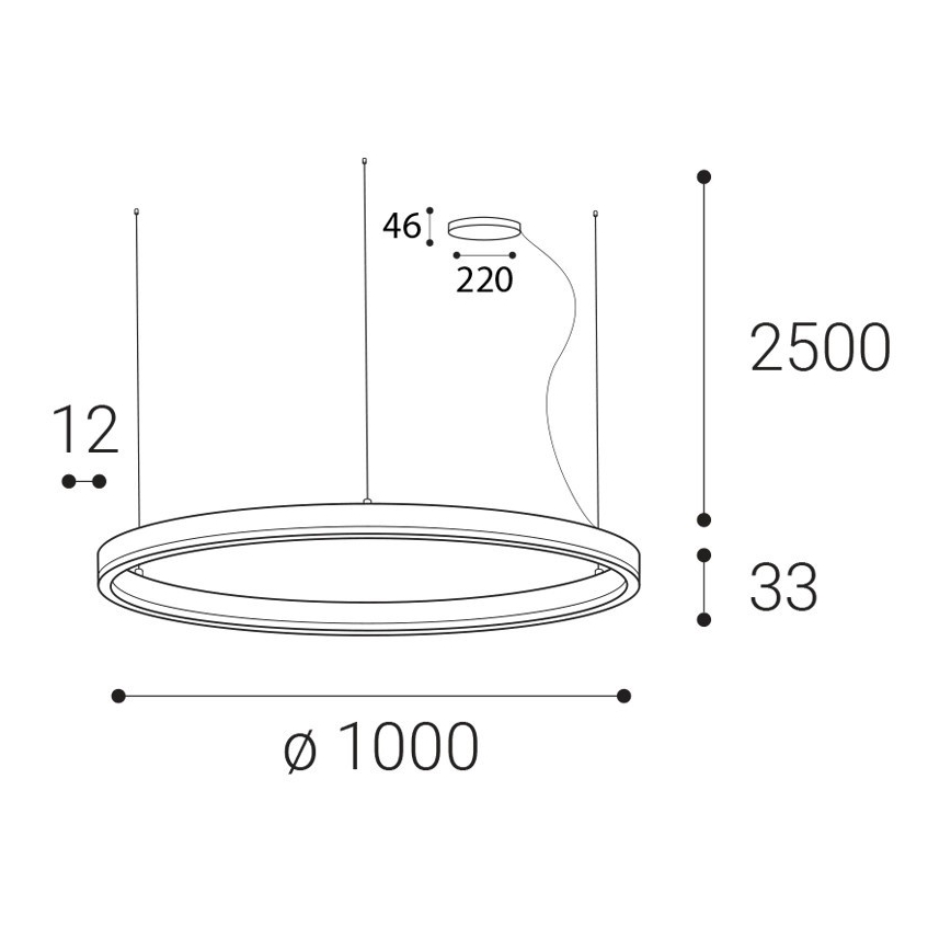 LED2 - LED Stmievateľný luster na lanku CIRCLE LED/80W/230V 3000K/4000K pr. 100 cm biela