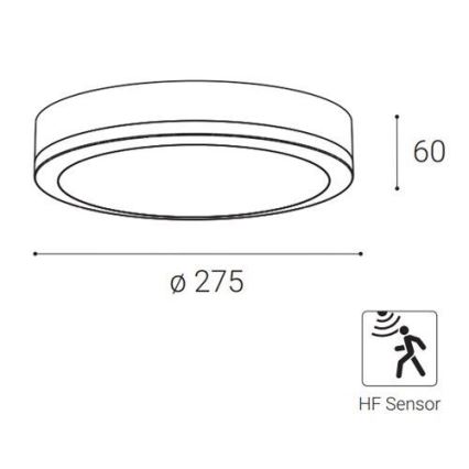 LED2 - LED Vonkajšie stropné svietidlo so senzorom KERY LED/18W/230V IP65 čierna