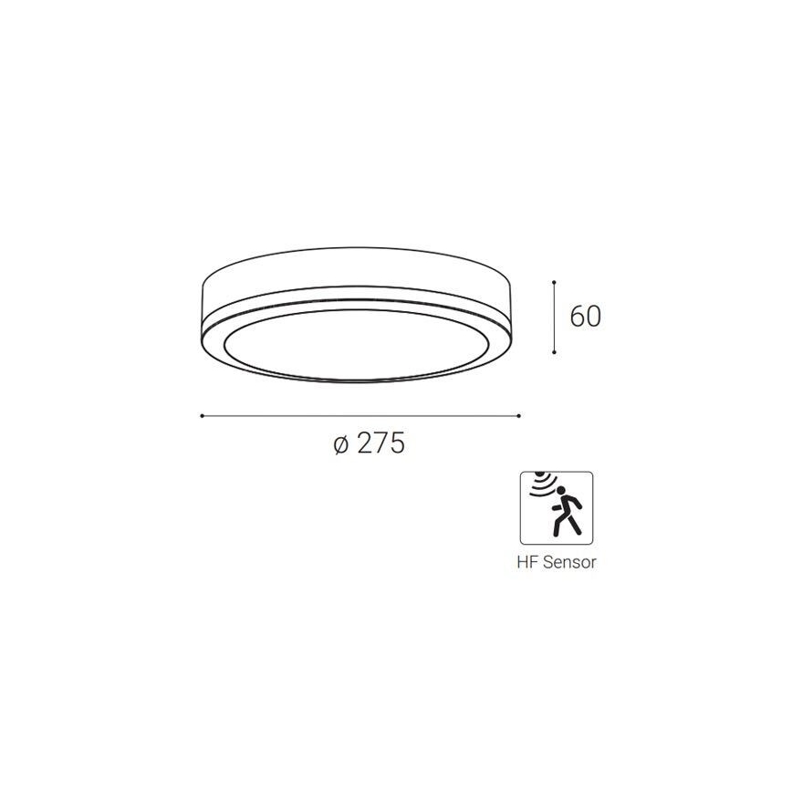 LED2 - LED Vonkajšie stropné svietidlo so senzorom KERY LED/18W/230V IP65 čierna