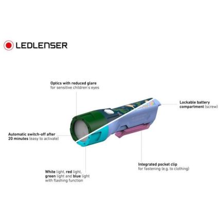 Ledlenser KIDBEAM4 DINO - LED stmievateľná detská baterka LED/2xAAA IP44 zelená