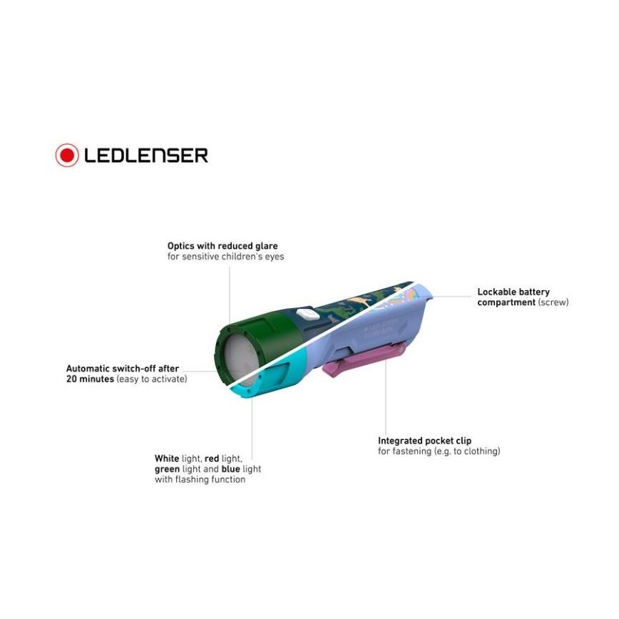 Ledlenser KIDBEAM4 DINO - LED stmievateľná detská baterka LED/2xAAA IP44 zelená