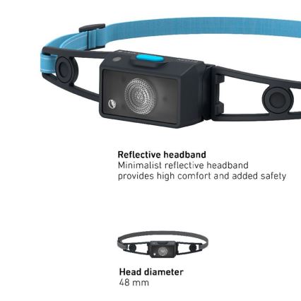 Ledlenser NEO1R - stmievateľná nabíjateľná LED čelovka, 730 mAh, IP67, 250 lm, 15 h, modrá
