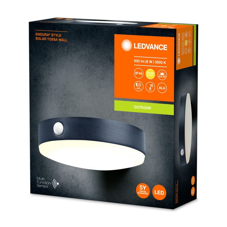 Ledvance - LED solárne nástenné svietidlo so senzorom pohybu a súmraku ENDURA STYLE LED/6W/3,7V 1420 mAh IP44