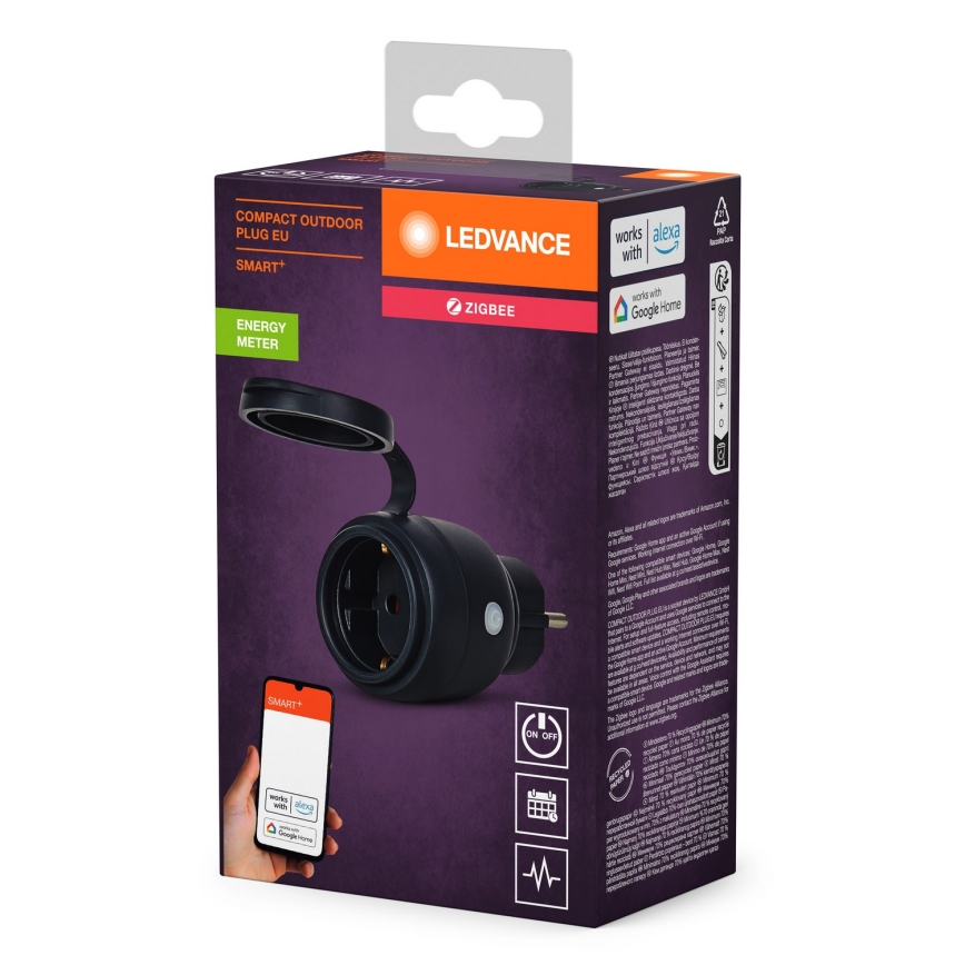 Ledvance - Inteligentná vonkajšia zásuvka SMART+ 3680W/230V/Typ F/SCHUKO 16A IP44 čierna