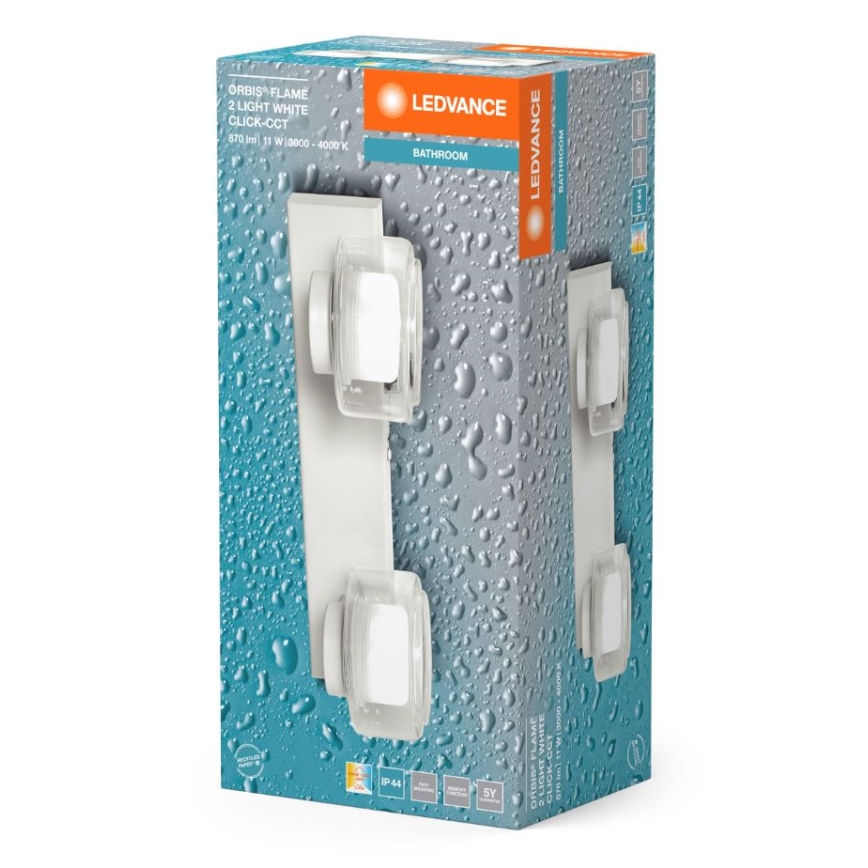 Ledvance - LED Kúpeľňové nástenné svietidlo ORBIS FLAME 2xLED/5,5W/230V 3000/4000K IP44 biela