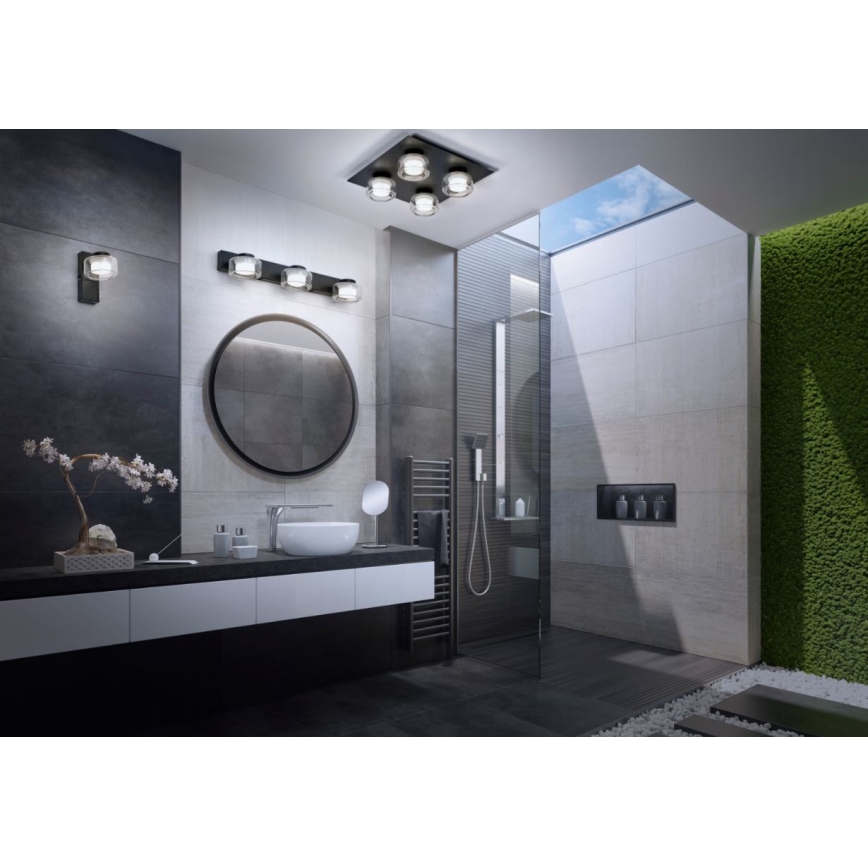 Ledvance - LED Kúpeľňové nástenné svietidlo ORBIS FLAME 2xLED/5,5W/230V 3000/4000K IP44 čierna