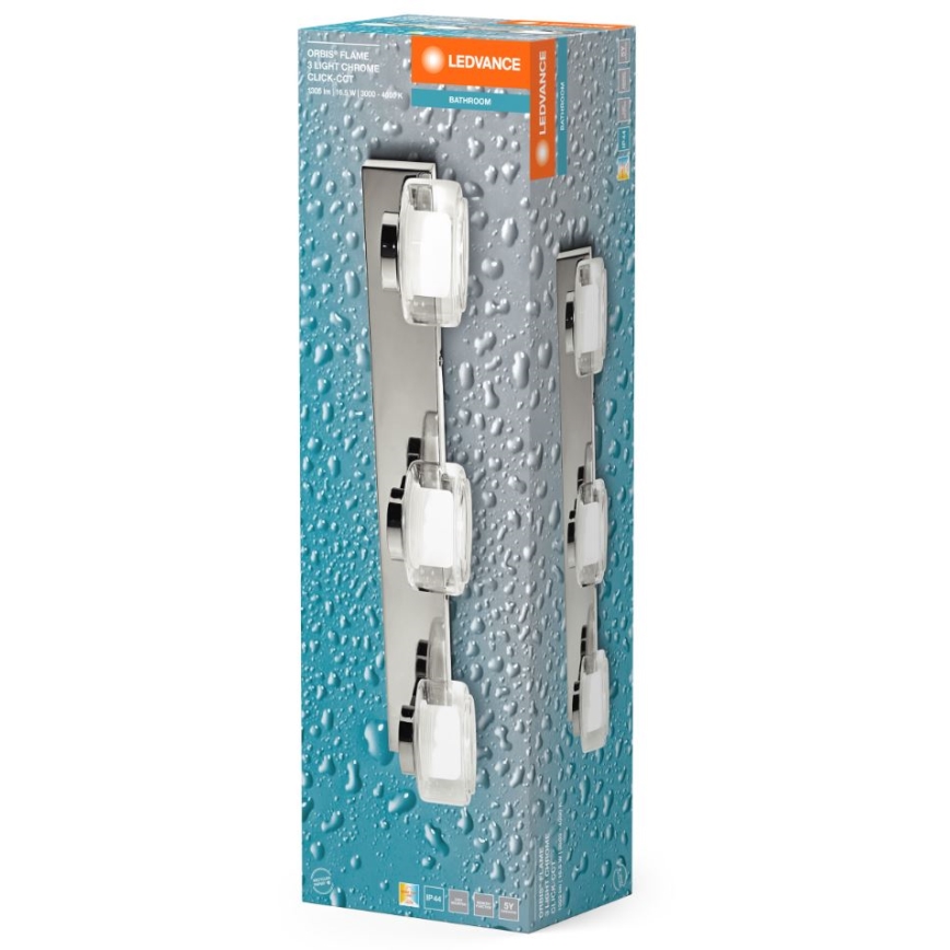 Ledvance - LED Kúpeľňové nástenné svietidlo ORBIS FLAME 3xLED/5,5W/230V 3000/4000K IP44 chróm