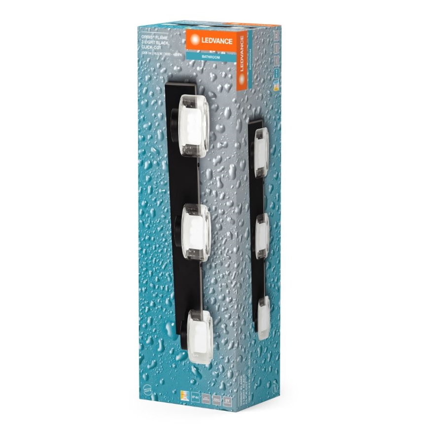 Ledvance - LED Kúpeľňové nástenné svietidlo ORBIS FLAME 3xLED/5,5W/230V 3000/4000K IP44 čierna