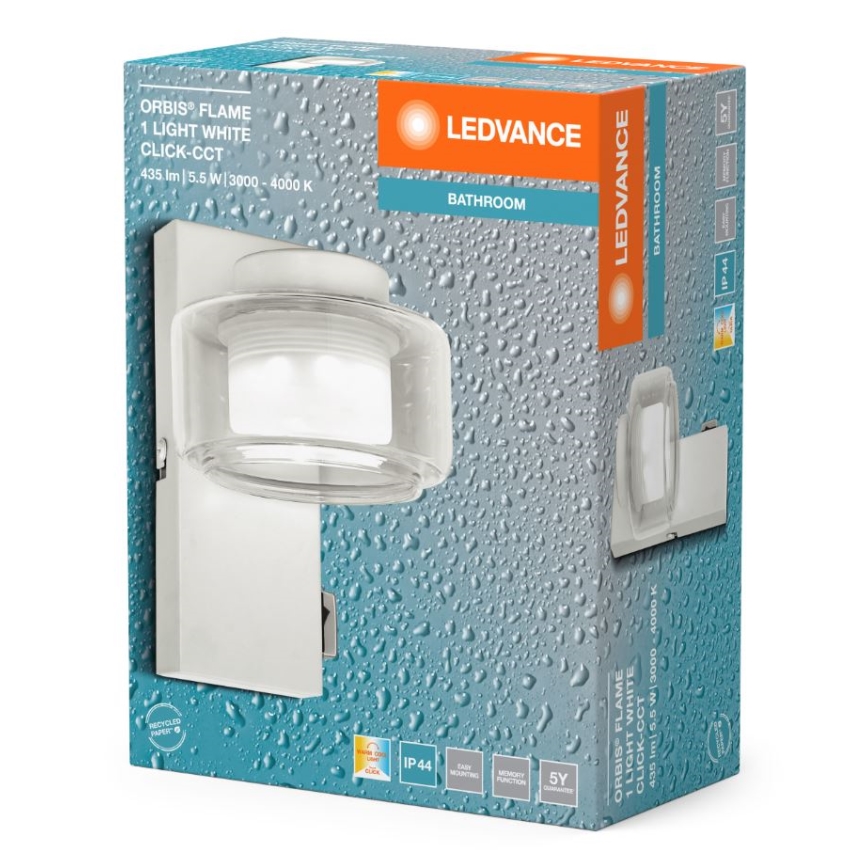 Ledvance - LED Kúpeľňové nástenné svietidlo ORBIS FLAME LED/5,5W/230V 3000/4000K IP44 biela