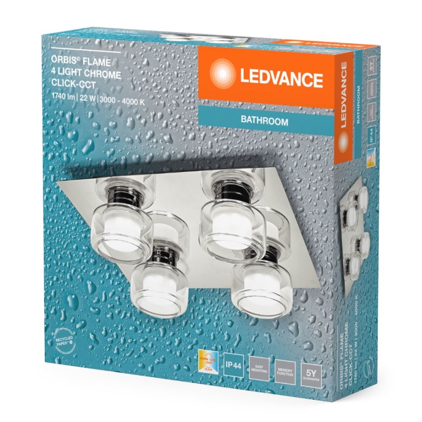 Ledvance - LED Kúpeľňové stropné svietidlo ORBIS FLAME 4xLED/5,5W/230V 3000/4000K IP44 chróm