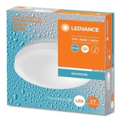 Ledvance - LED Kúpeľňové stropné svietidlo so senzorom CEILING ROUND LED/18W/230V IP44