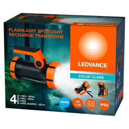 Ledvance -LED Nabíjacia baterka s powerbankou FLASHLIGHT LED/3W/5V IP64 2400mAh