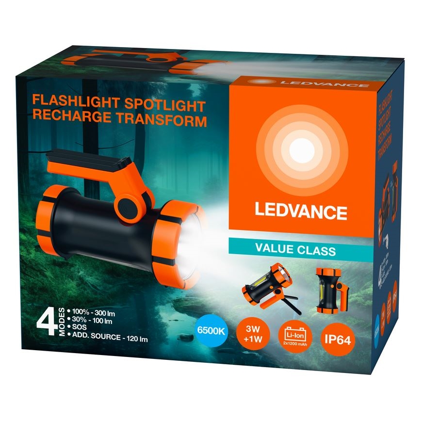 Ledvance - LED nabíjacia baterka s powerbankou FLASHLIGHT LED/3W/5V IP64 2400 mAh