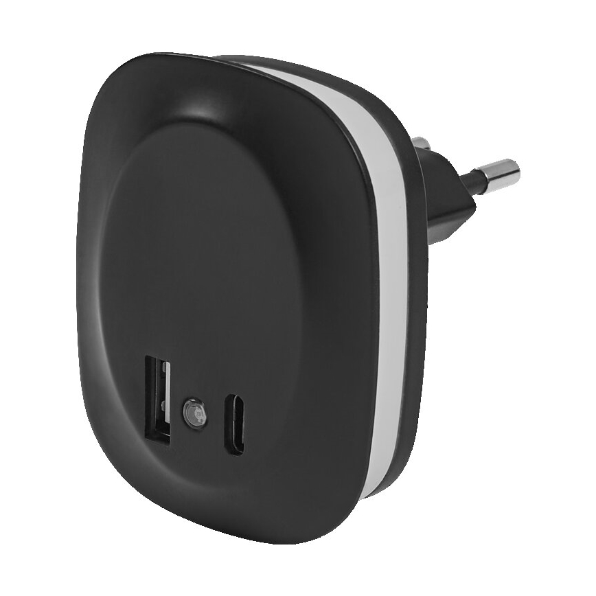 Ledvance - LED Nočné svietidlo do zásuvky so senzorom a USB LUNETTA LED/12,5W/230V 3000K čierna