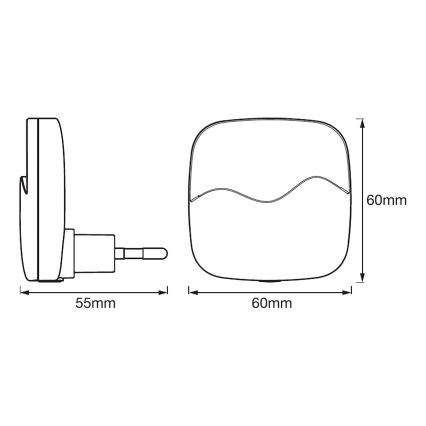 Ledvance - LED Nočné svietidlo do zásuvky so senzorom LUNETTA LED/0,5W/230V