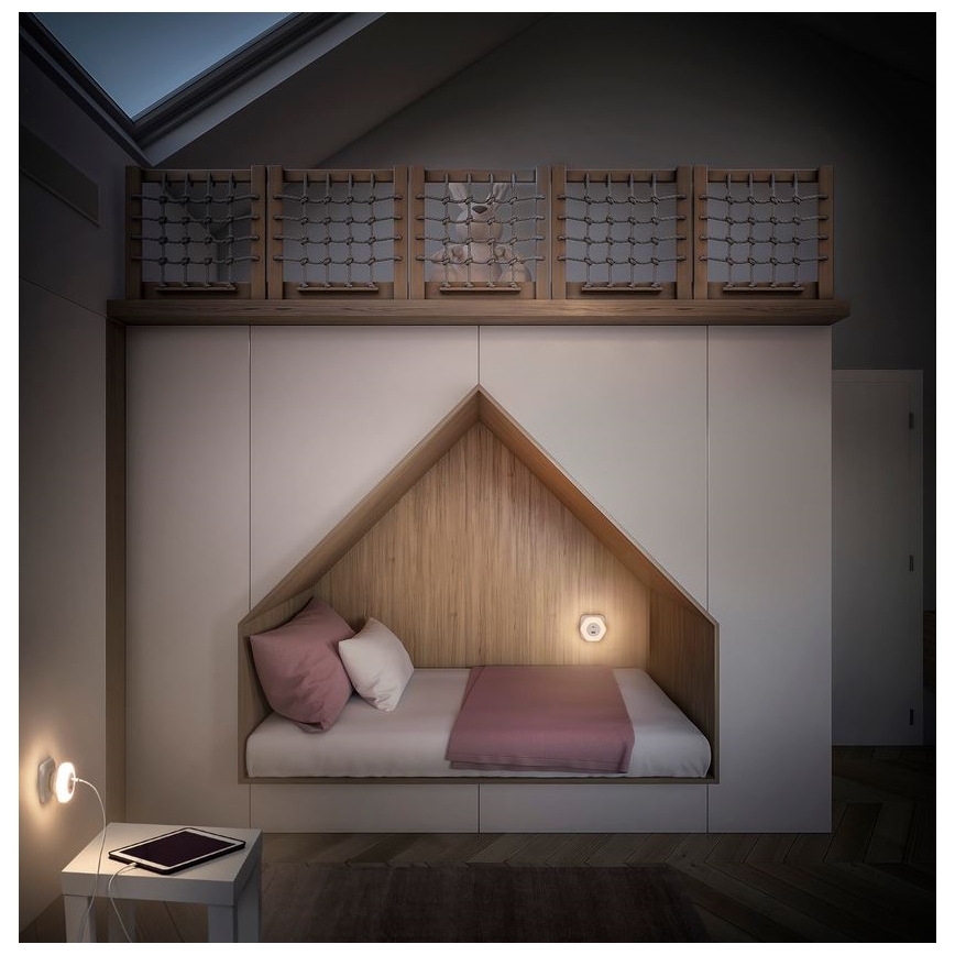 Ledvance - LED Orientačné svietidlo do zásuvky s USB LUNETTA LED/15W/230V