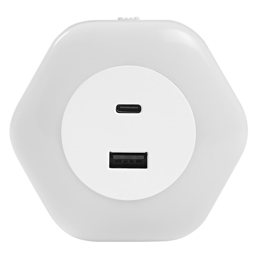 Ledvance - LED Orientačné svietidlo do zásuvky s USB LUNETTA LED/15W/230V