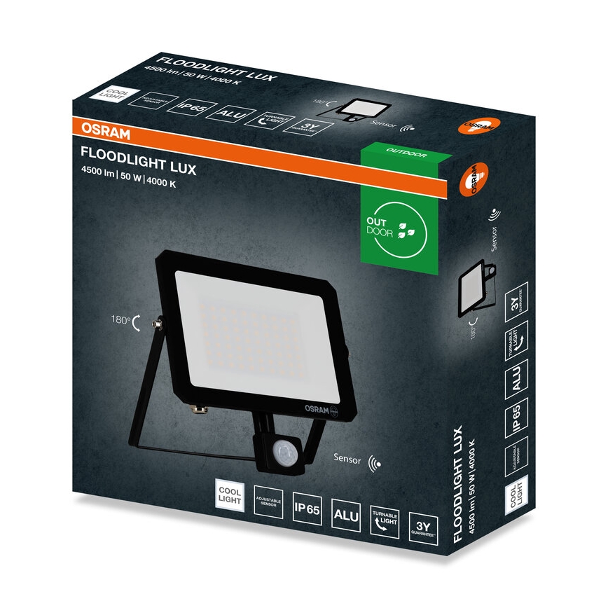 Ledvance - LED reflektor so senzorom FLOODLIGHT LED/50W/230V 4000K IP65