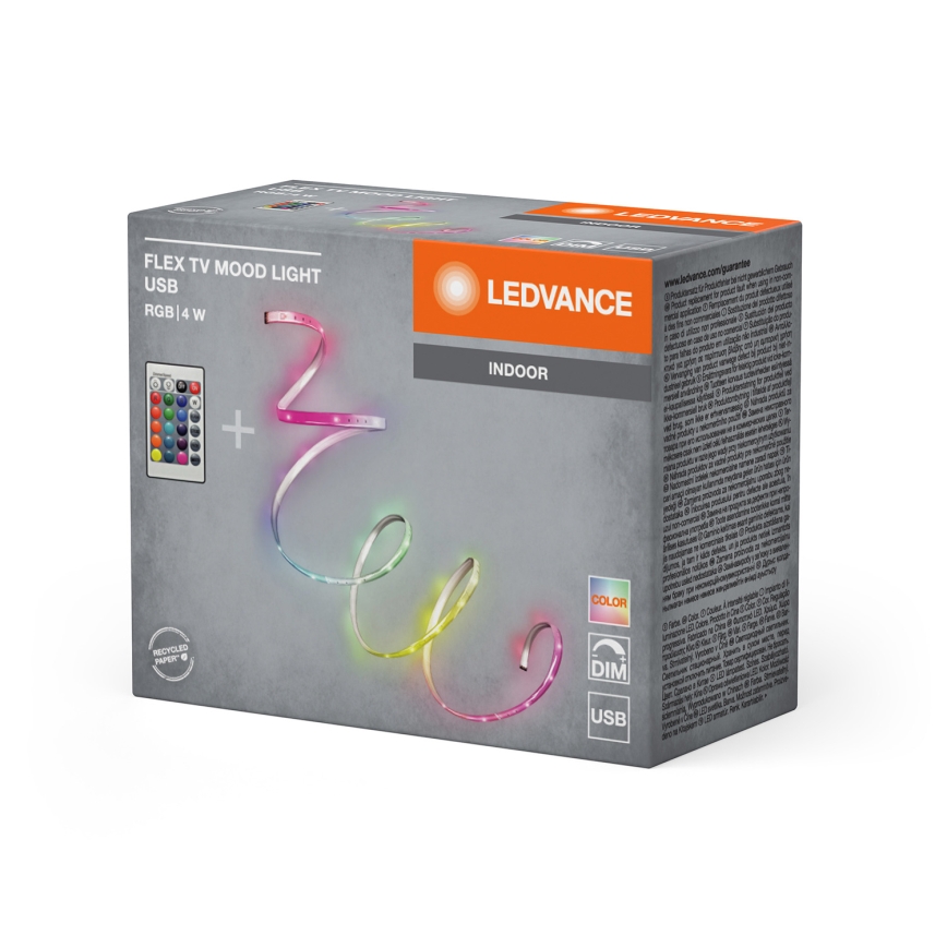 Ledvance - LED RGB stmievateľný pásik FLEX TV MOOD 1m LED/4W/5V + diaľkové ovládanie
