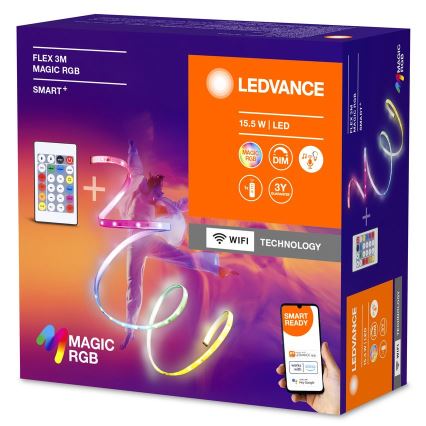 Ledvance - LED RGB Stmievateľný pásik SMART+ MAGIC FLEX 3m LED/15,5W/230V Wi-Fi + diaľkové ovládanie