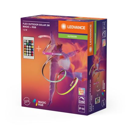 Ledvance - LED RGB stlmiteľný solárny pásik FLEX MAGIC 3m LED/1,2W/3,7V 2000 mAh IP44 + diaľkové ovládanie